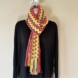 Prana Pink Multicolor Zig Zag Scarf and Headband
